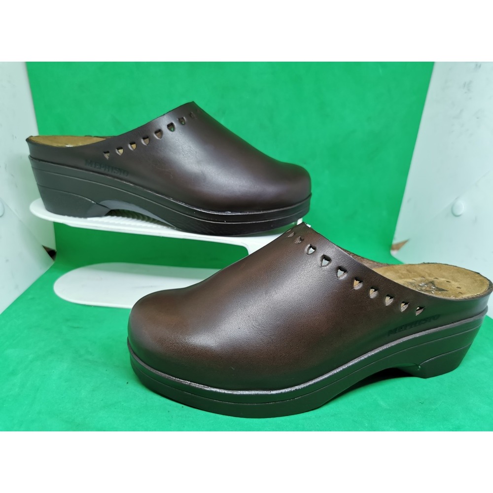 Mephisto Satty Clog Women Size 7.5-8 Brown Good Leather Comfort Slip On EU 38